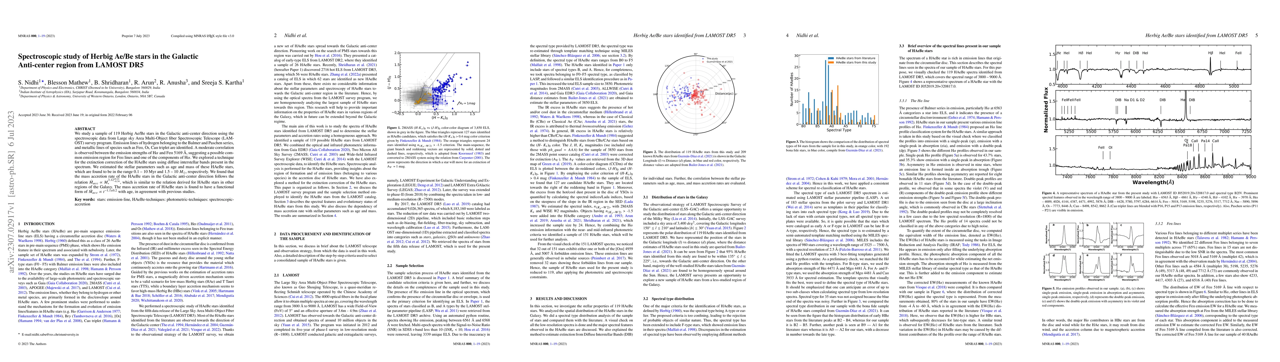 Thumbnail for Spectroscopic study of Herbig Ae/Be stars in the Galactic Anti-center
  region from LAMOST DR5