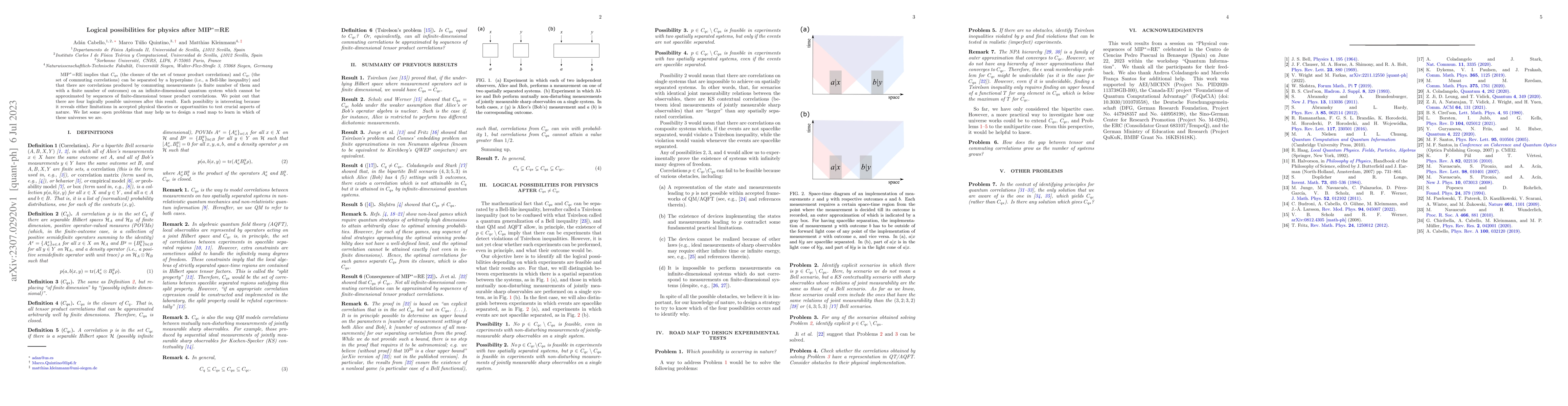 Thumbnail for Logical possibilities for physics after MIP*=RE