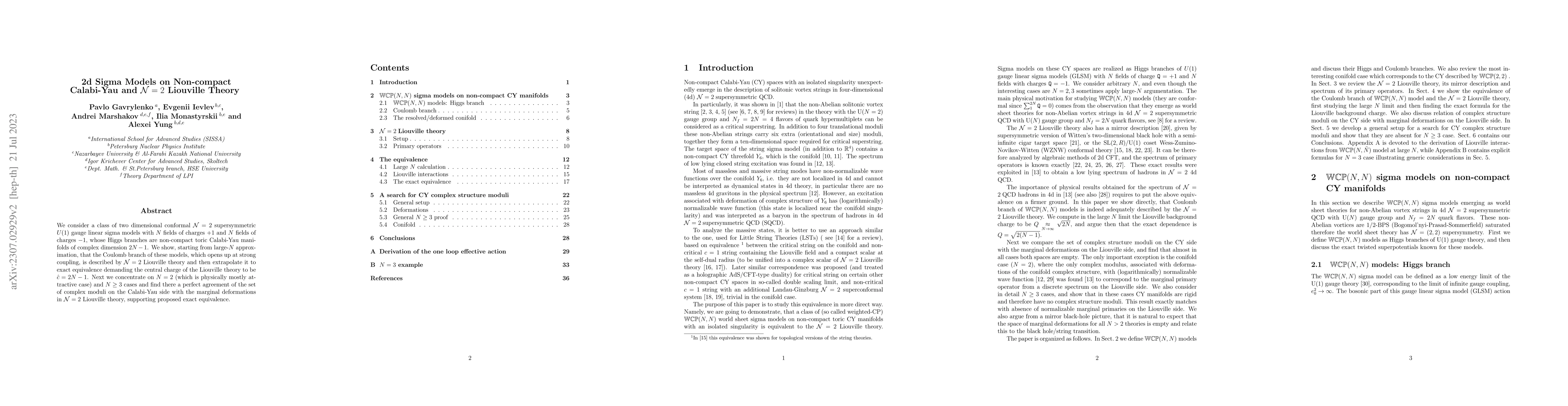 Thumbnail for 2d Sigma Models on Non-compact Calabi-Yau and ${\mathcal N}=2$ Liouville
  Theory