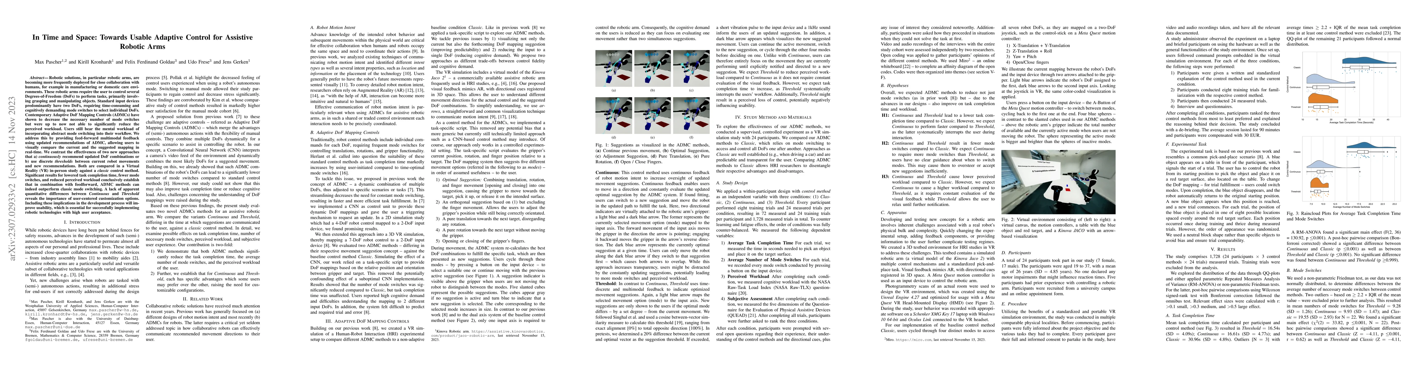 Thumbnail for In Time and Space: Towards Usable Adaptive Control for Assistive Robotic
  Arms