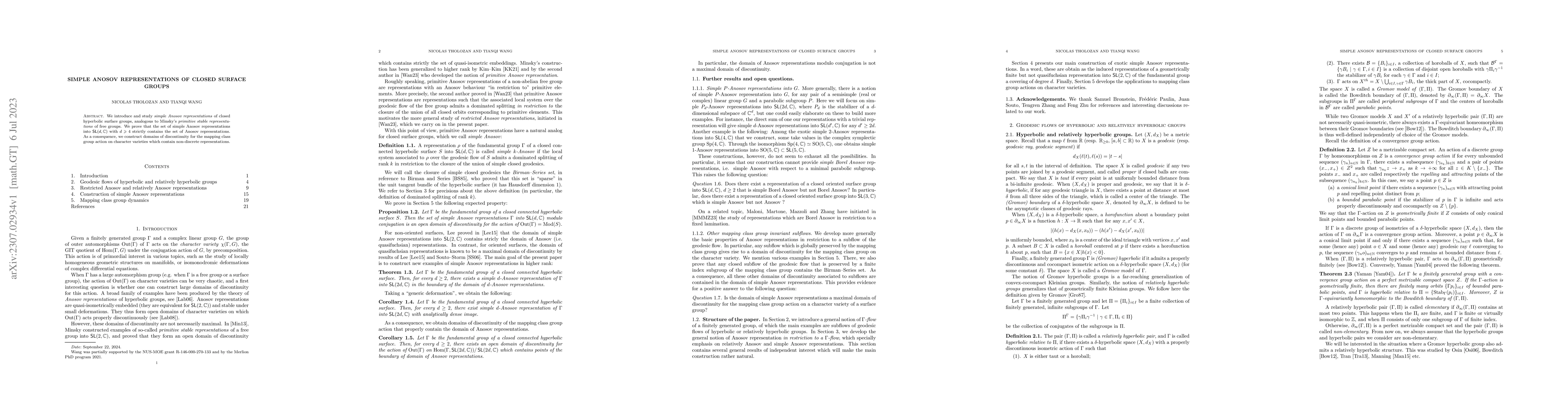 Thumbnail for Simple Anosov representations of closed surface groups