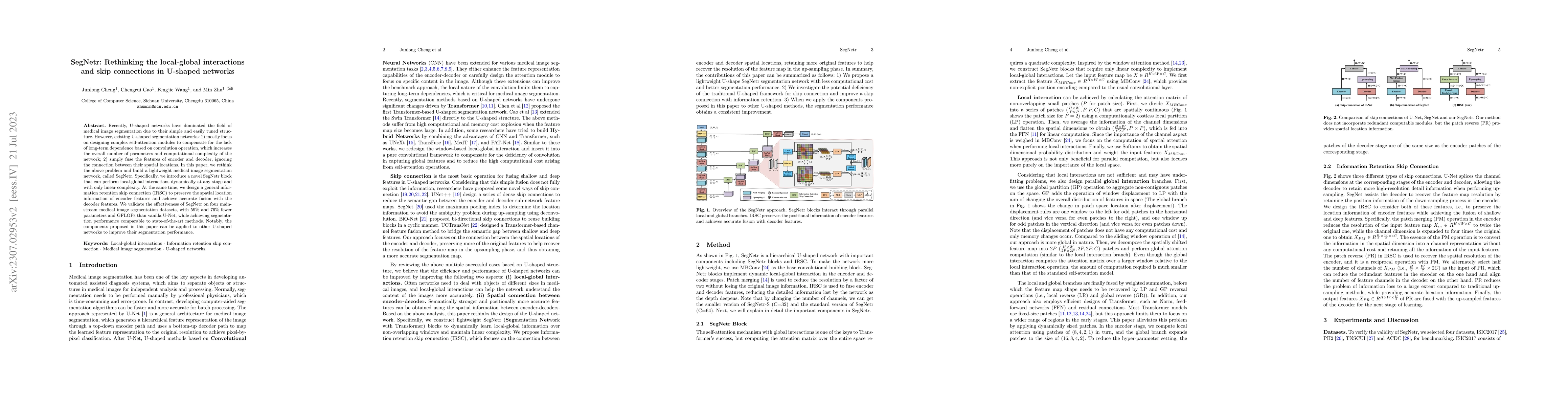 Thumbnail for SegNetr: Rethinking the local-global interactions and skip connections
  in U-shaped networks