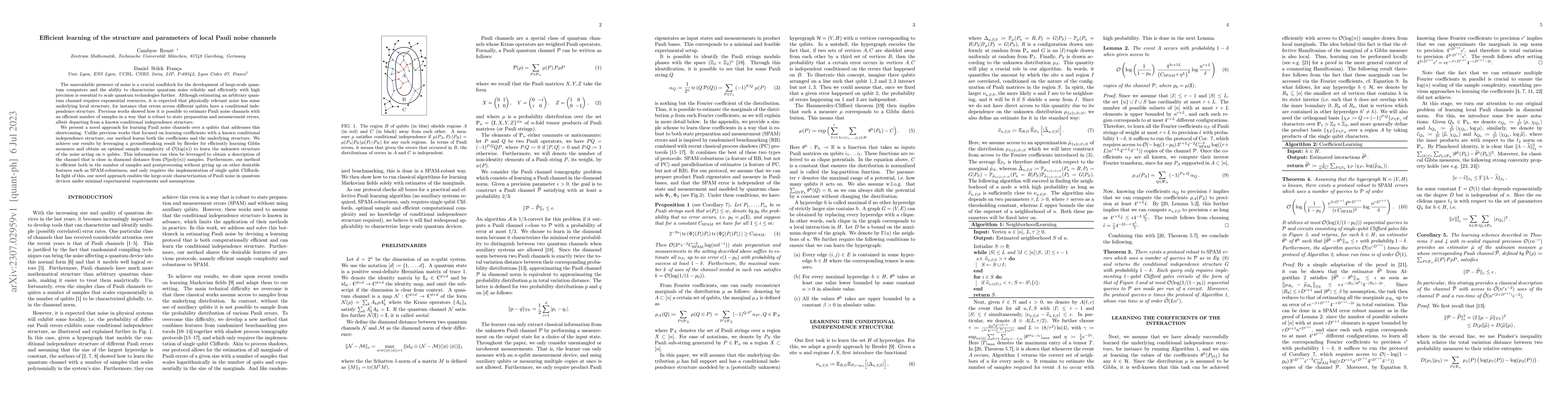 Thumbnail for Efficient learning of the structure and parameters of local Pauli noise
  channels