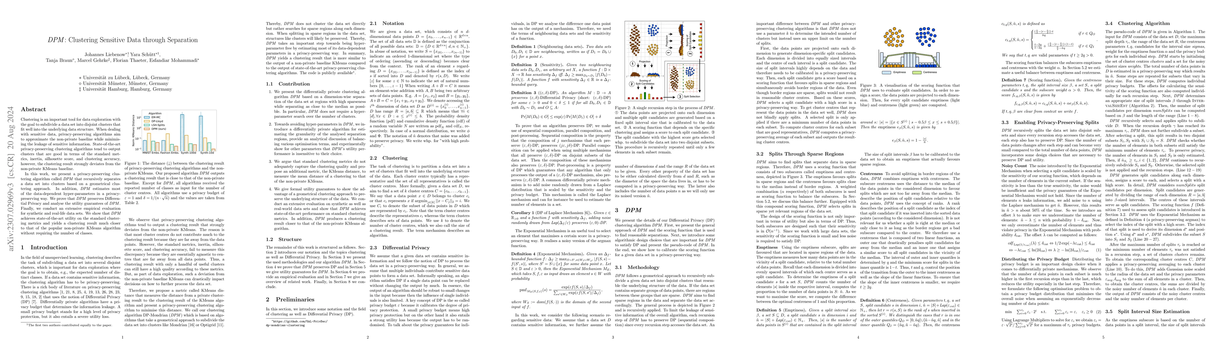 Thumbnail for DPM: Clustering Sensitive Data through Separation