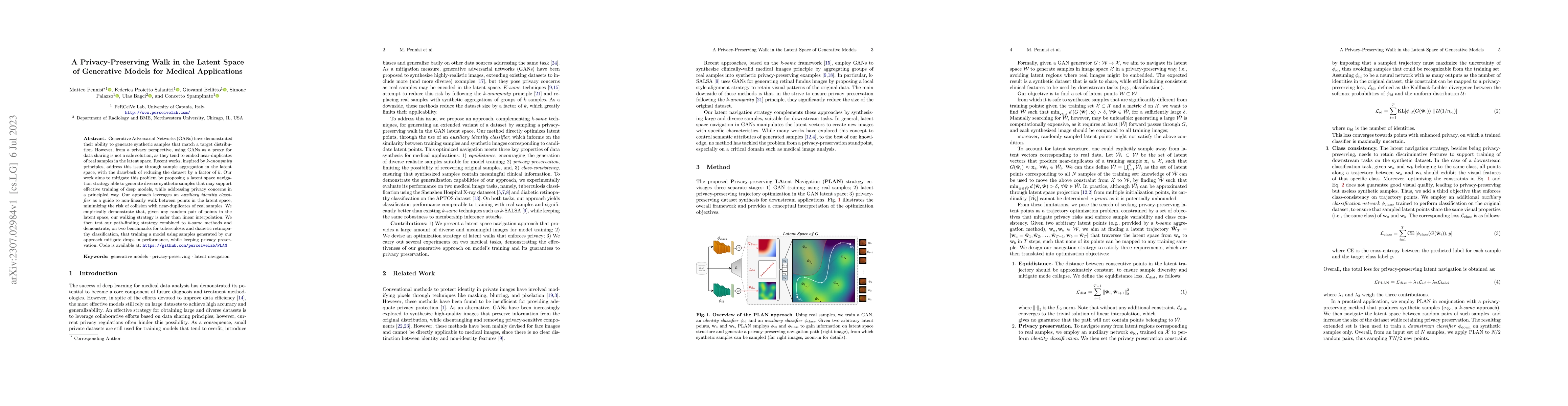 Thumbnail for A Privacy-Preserving Walk in the Latent Space of Generative Models for
  Medical Applications
