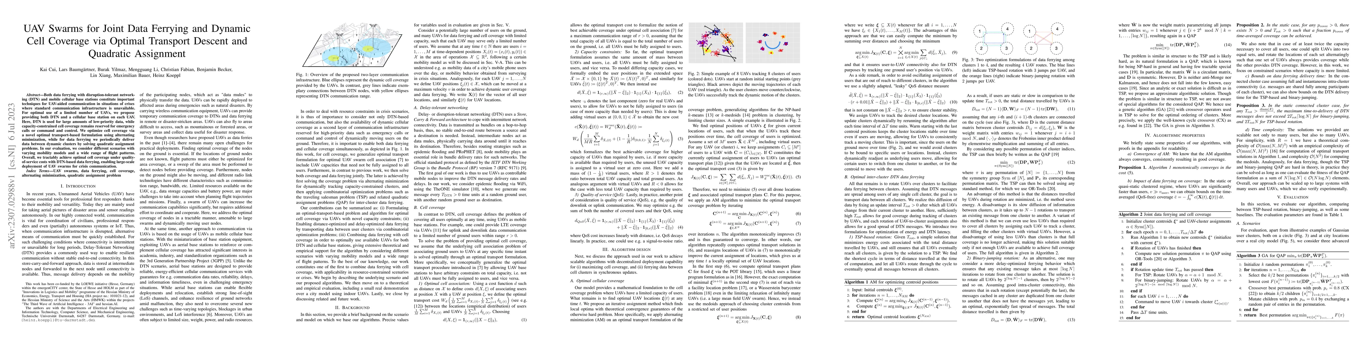 Thumbnail for UAV Swarms for Joint Data Ferrying and Dynamic Cell Coverage via Optimal
  Transport Descent and Quadratic Assignment