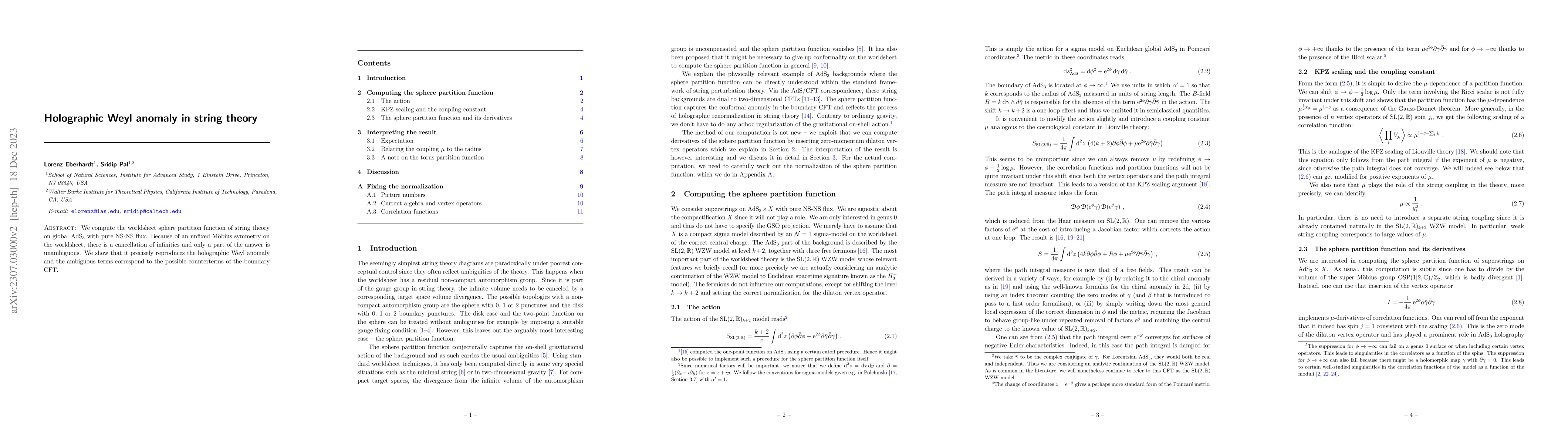 Thumbnail for Holographic Weyl anomaly in string theory