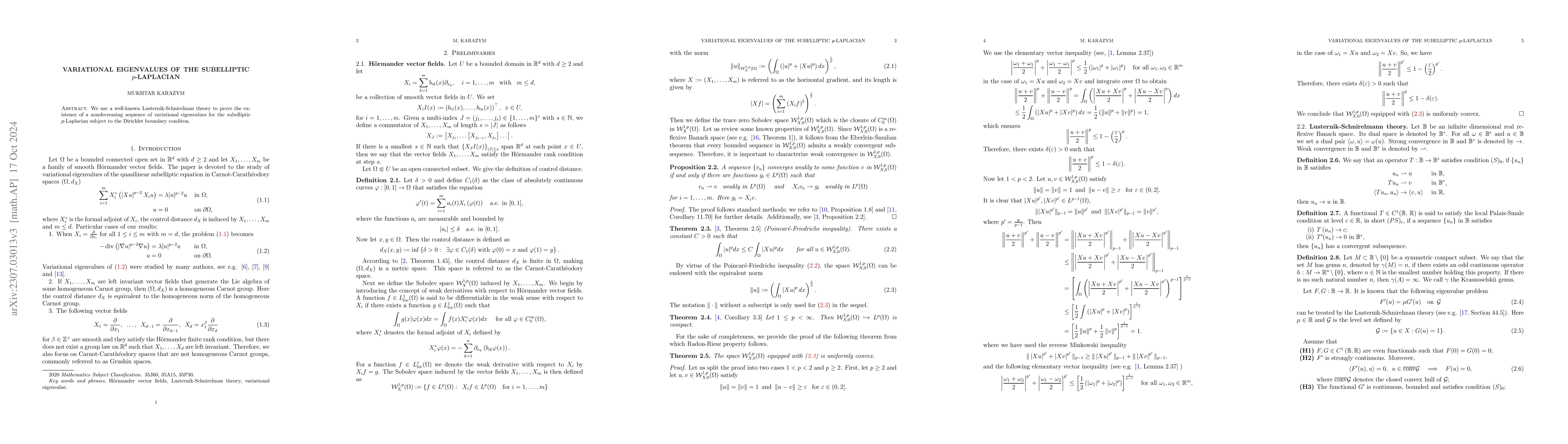 Thumbnail for Variational eigenvalues of a quasilinear subelliptic equation