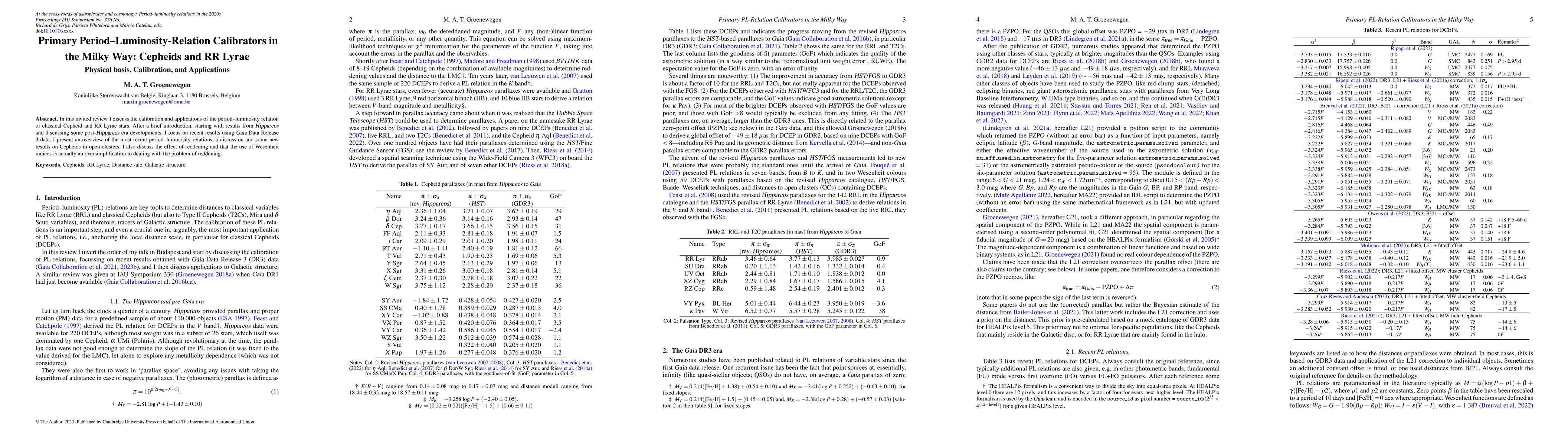 Thumbnail for Primary Period-Luminosity-Relation Calibrators in the Milky Way:
  Cepheids and RR Lyrae Physical basis, Calibration, and Applications