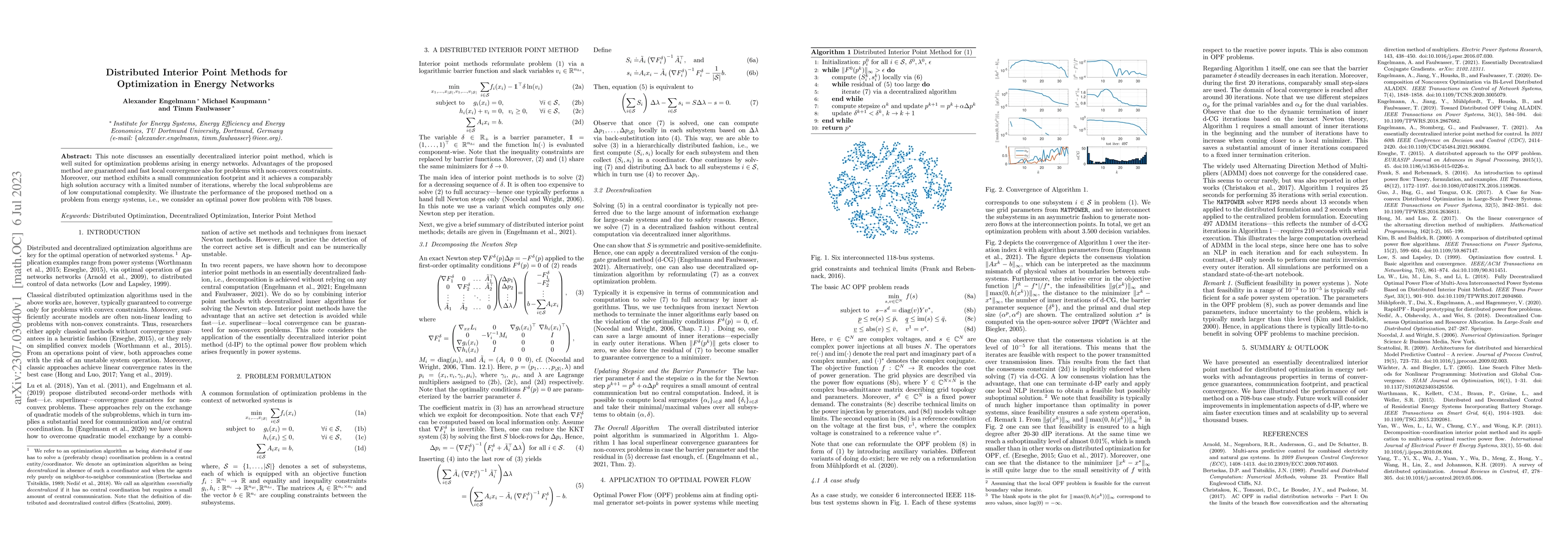 Thumbnail for Distributed Interior Point Methods for Optimization in Energy Networks
