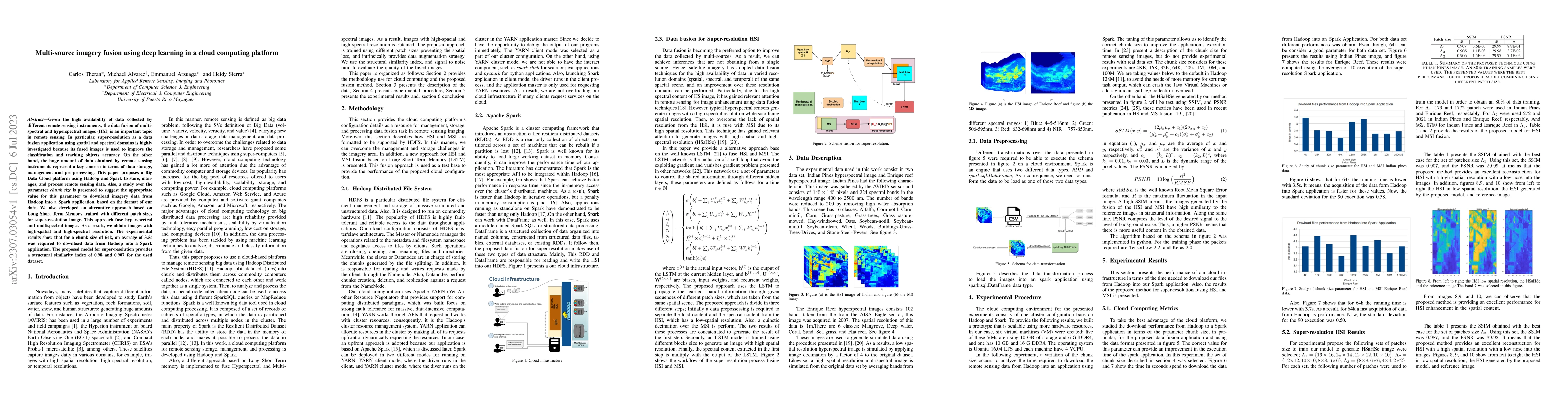 Thumbnail for Multi-source imagery fusion using deep learning in a cloud computing
  platform