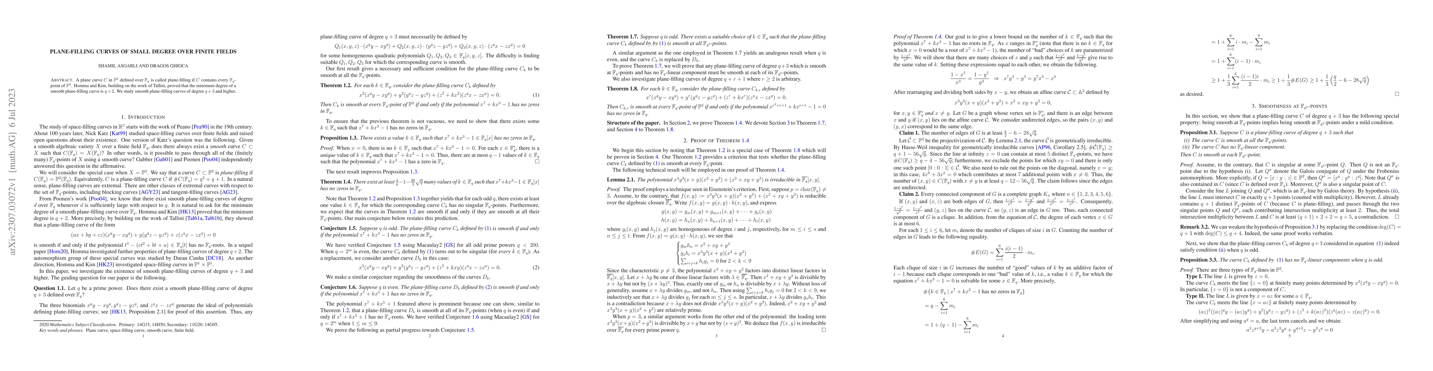 Thumbnail for Plane-filling curves of small degree over finite fields