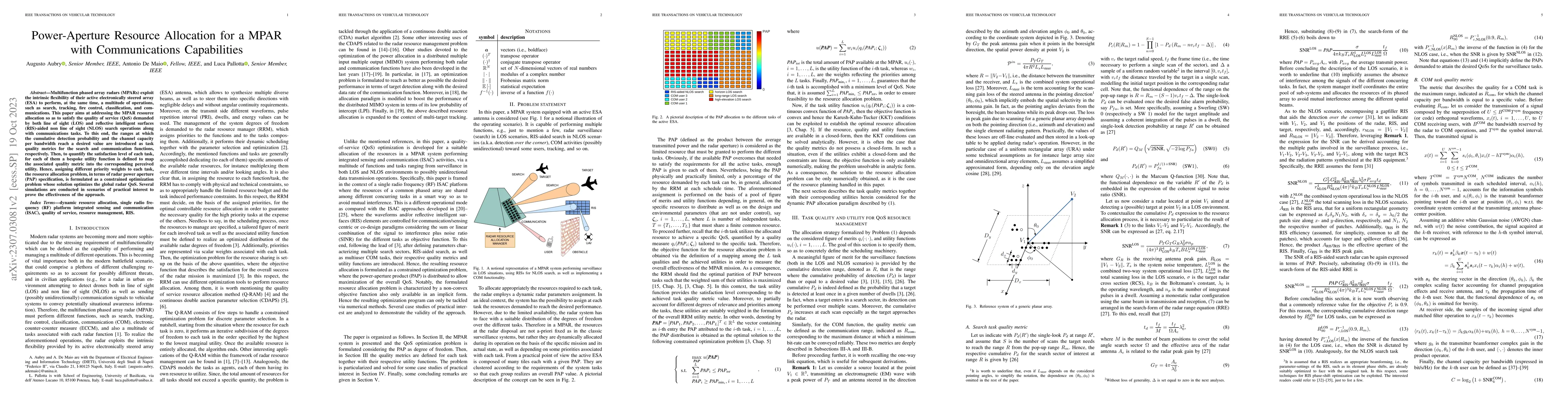 Thumbnail for Power-Aperture Resource Allocation for a MPAR with Communications
  Capabilities