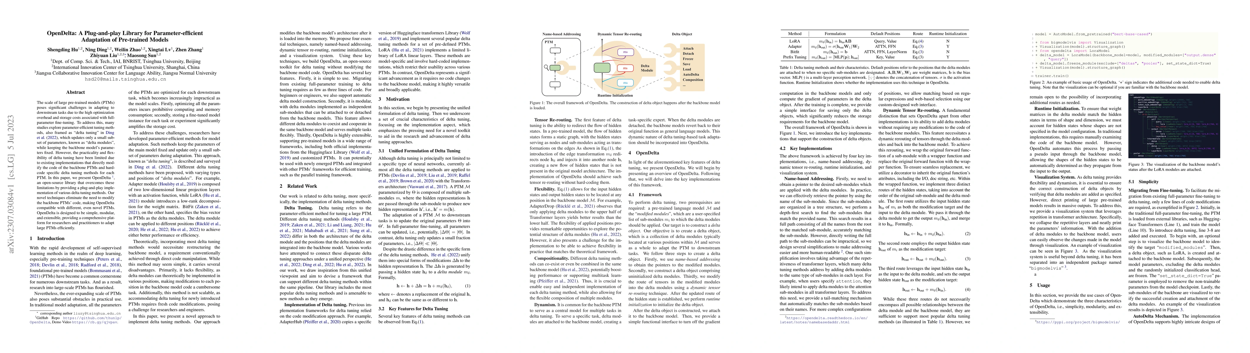Thumbnail for OpenDelta: A Plug-and-play Library for Parameter-efficient Adaptation of
  Pre-trained Models