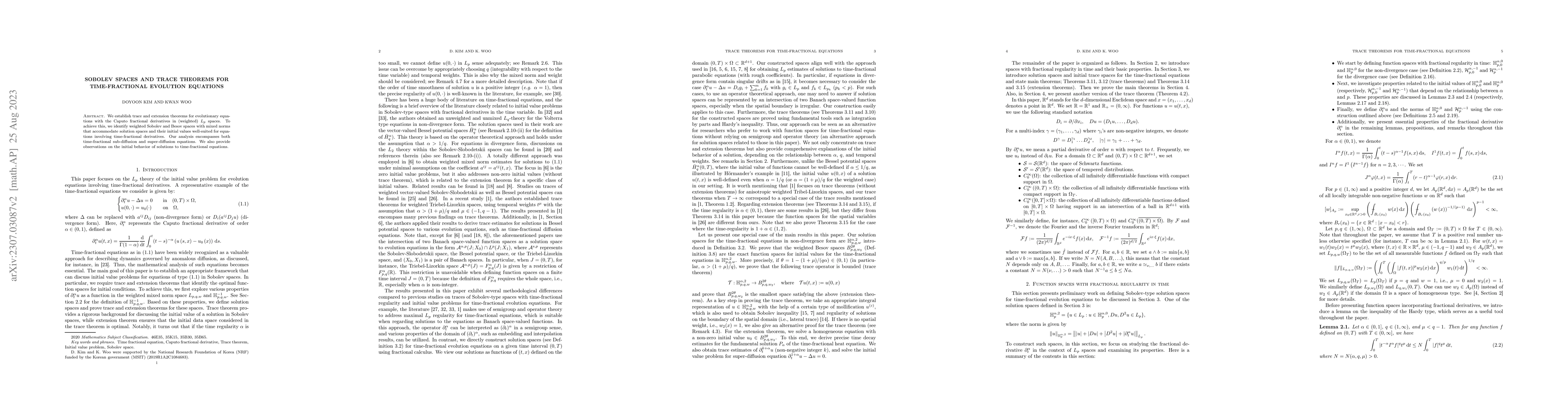 Thumbnail for Sobolev spaces and trace theorems for time-fractional evolution
  equations