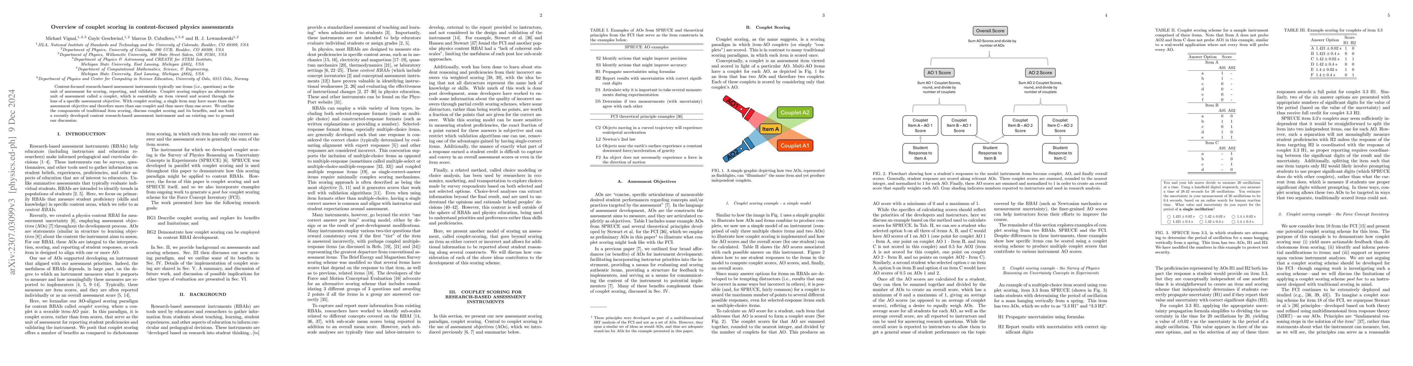 Thumbnail for Couplet scoring for research based assessment instruments