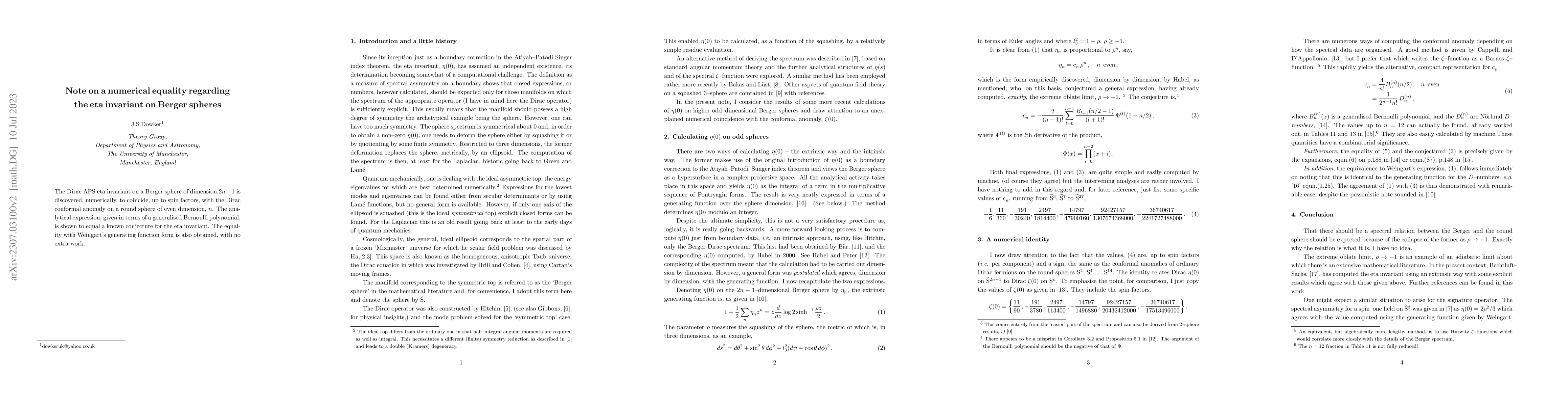 Thumbnail for Note on a numerical equality regarding the eta invariant on Berger
  spheres