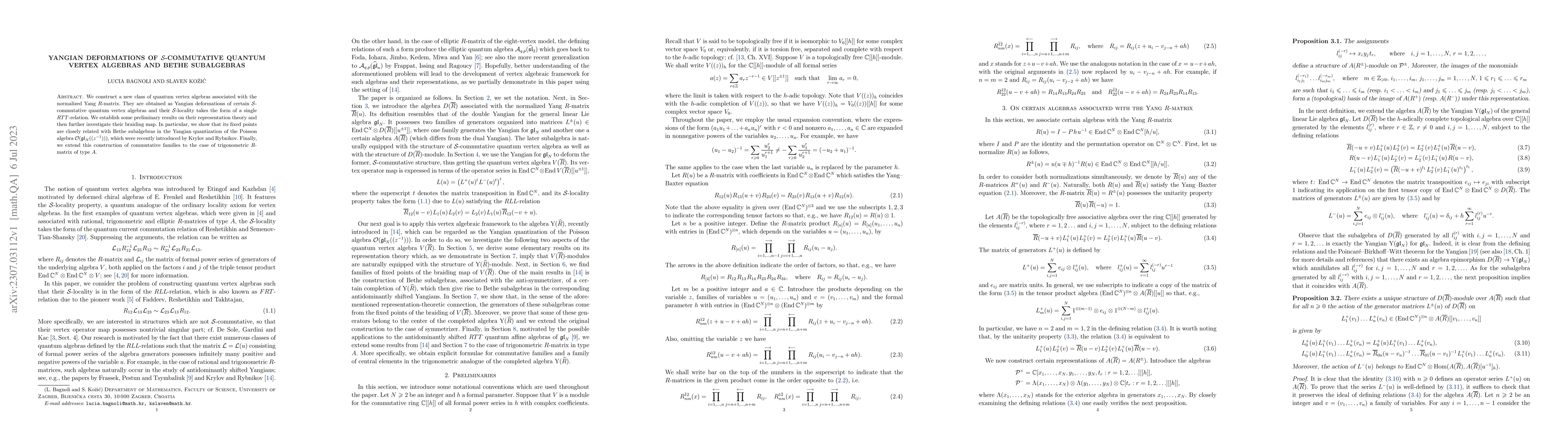 Thumbnail for Yangian deformations of $\mathcal{S}$-commutative quantum vertex
  algebras and Bethe subalgebras