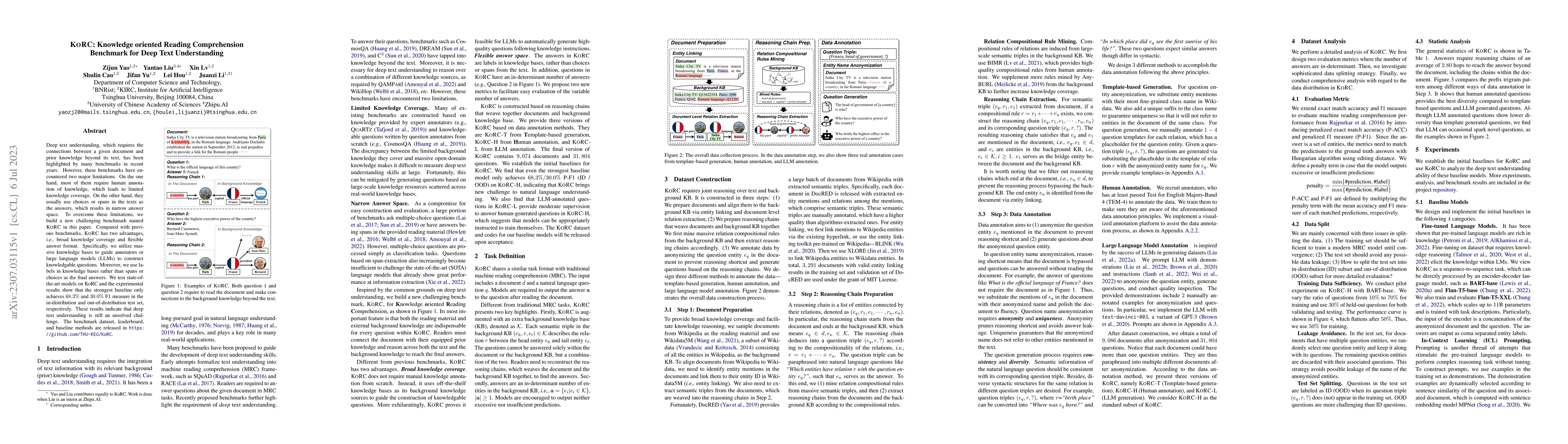 Thumbnail for KoRC: Knowledge oriented Reading Comprehension Benchmark for Deep Text
  Understanding