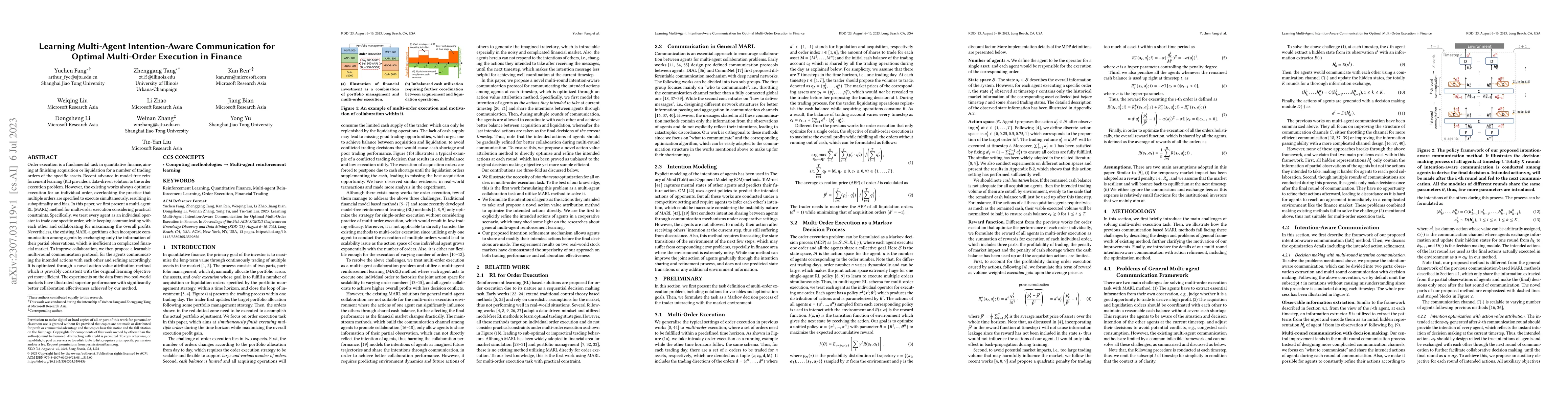 Thumbnail for Learning Multi-Agent Intention-Aware Communication for Optimal
  Multi-Order Execution in Finance