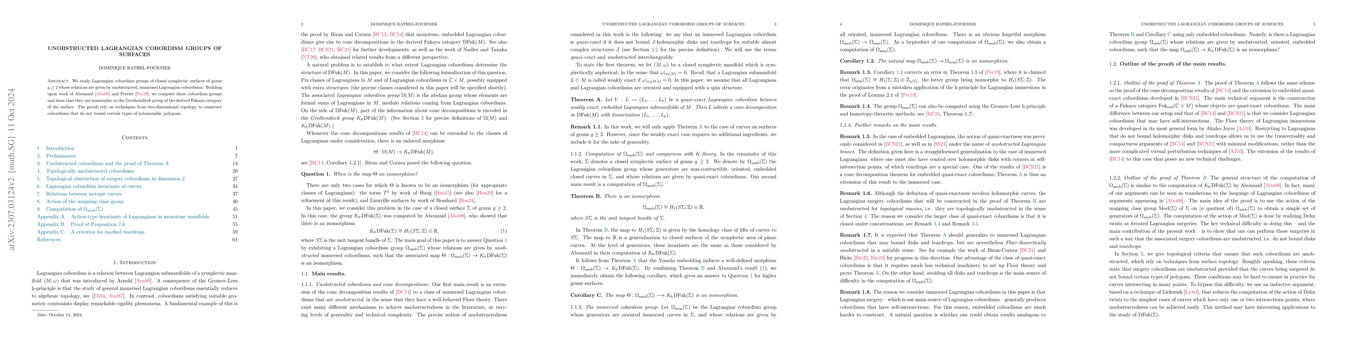 Thumbnail for Unobstructed Lagrangian cobordism groups of surfaces