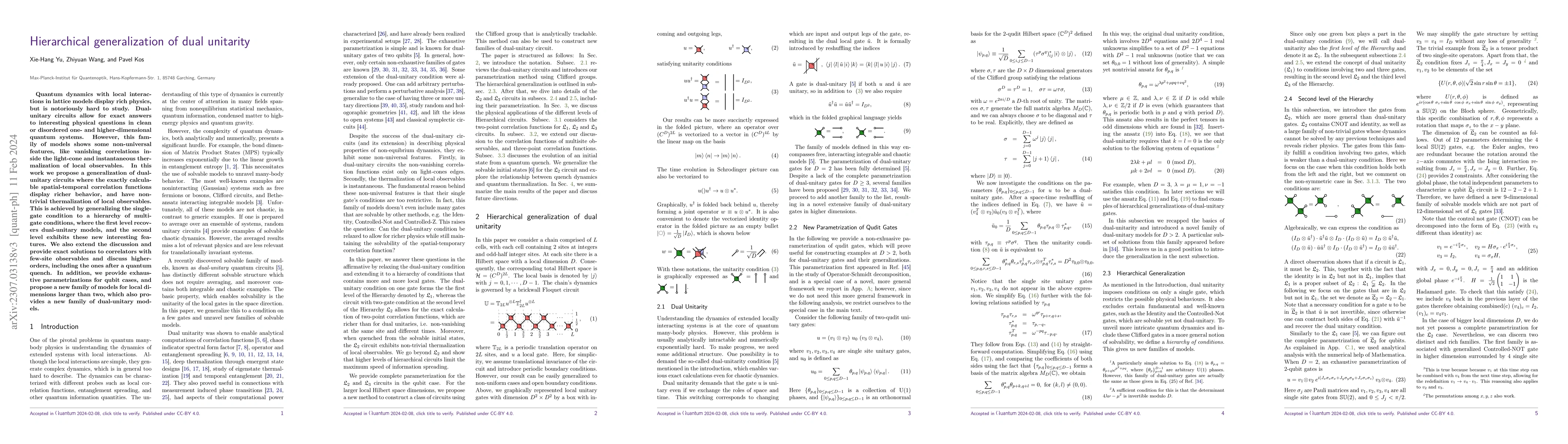Thumbnail for Hierarchical generalization of dual unitarity