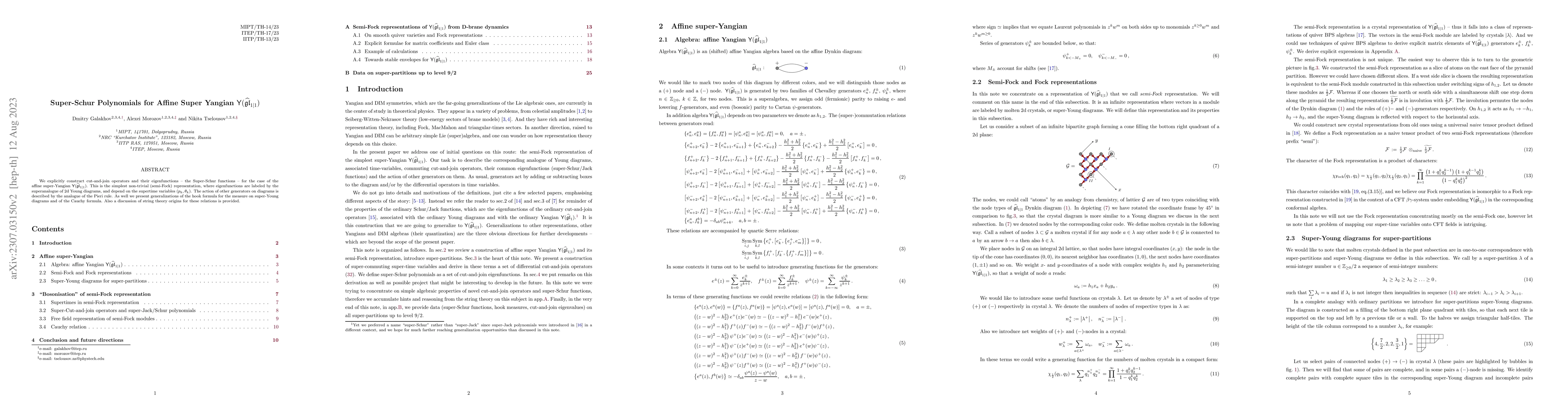 Thumbnail for Super-Schur Polynomials for Affine Super Yangian
  $\mathsf{Y}(\widehat{\mathfrak{gl}}_{1|1})$
