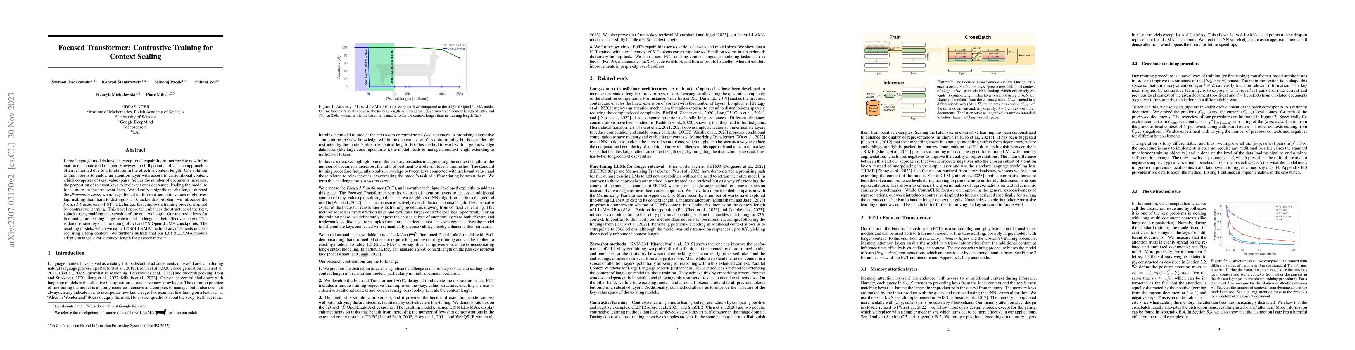 Thumbnail for Focused Transformer: Contrastive Training for Context Scaling