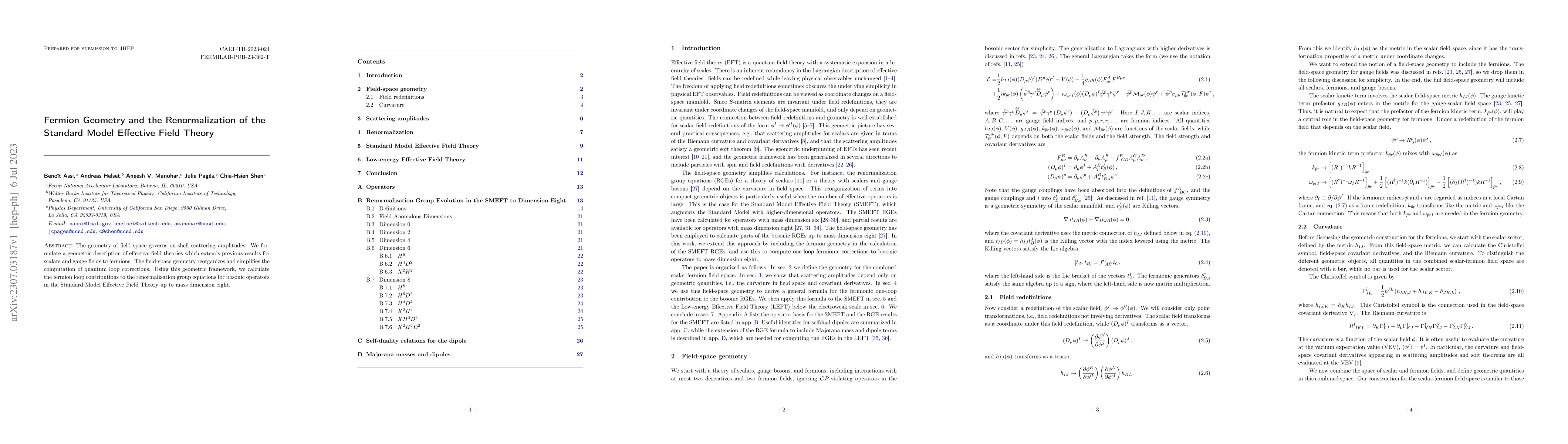 Thumbnail for Fermion Geometry and the Renormalization of the Standard Model Effective
  Field Theory