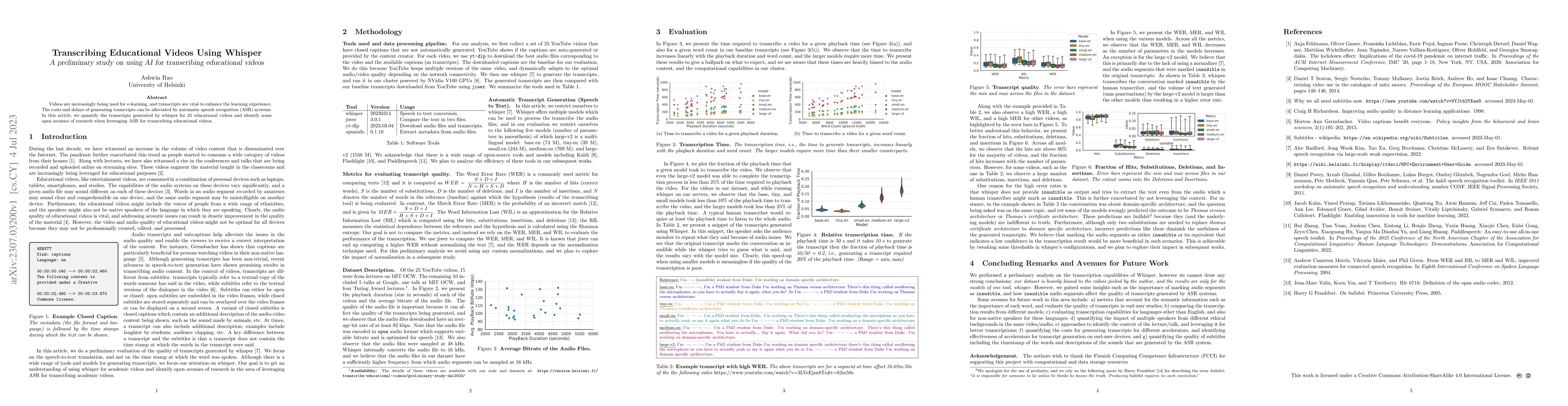 Thumbnail for Transcribing Educational Videos Using Whisper: A preliminary study on
  using AI for transcribing educational videos