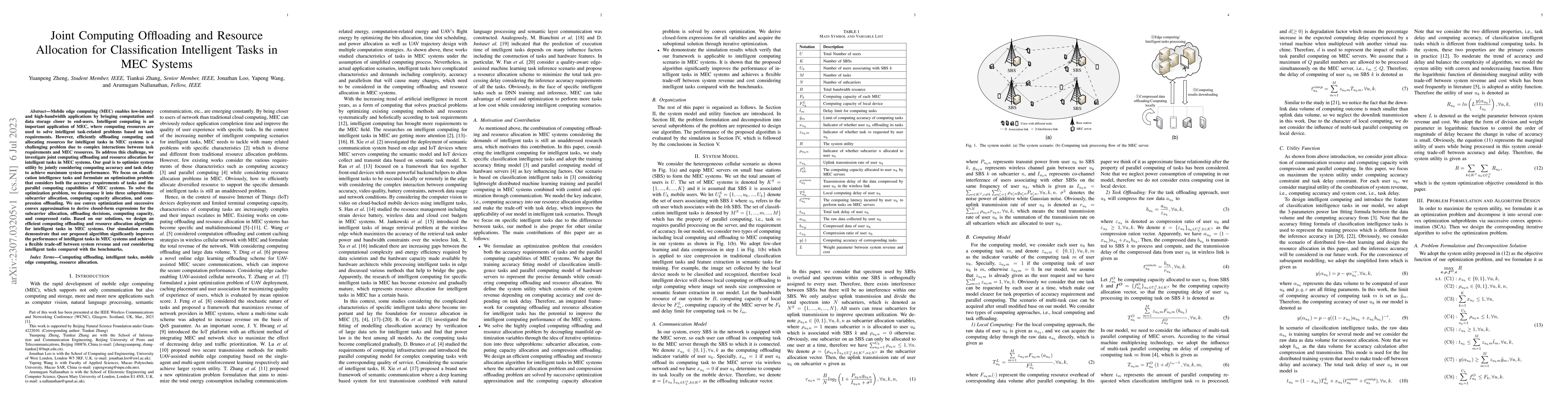 Thumbnail for Joint Computing Offloading and Resource Allocation for Classification
  Intelligent Tasks in MEC Systems