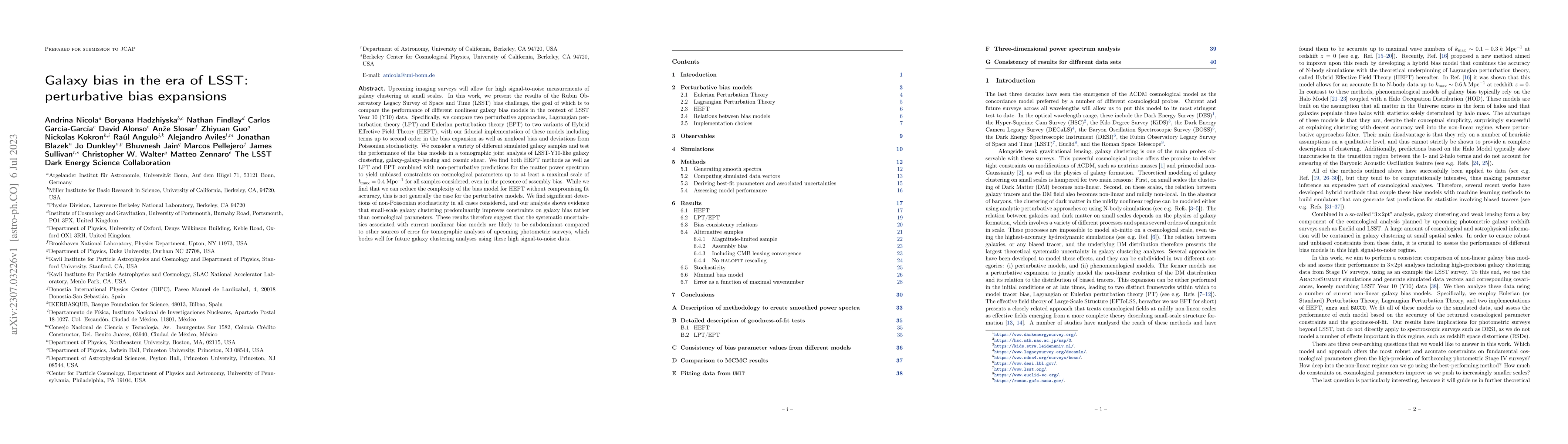 Thumbnail for Galaxy bias in the era of LSST: perturbative bias expansions