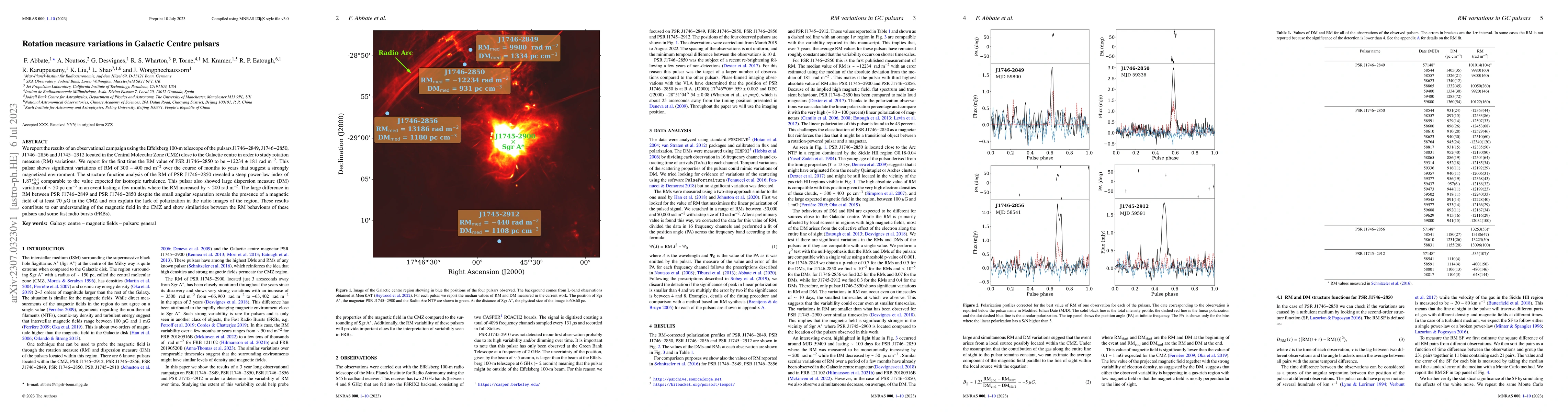 Thumbnail for Rotation measure variations in Galactic Centre pulsars