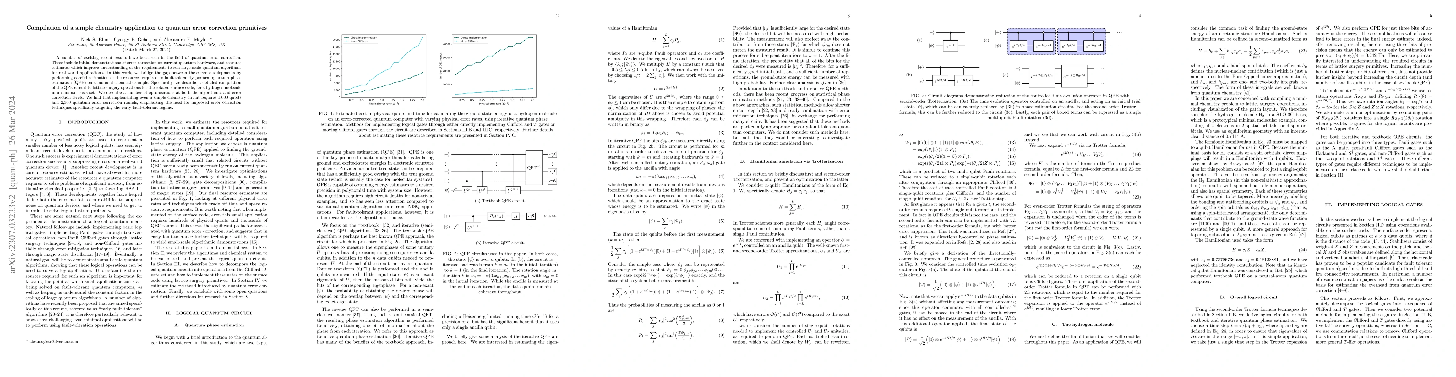 Thumbnail for Compilation of a simple chemistry application to quantum error
  correction primitives