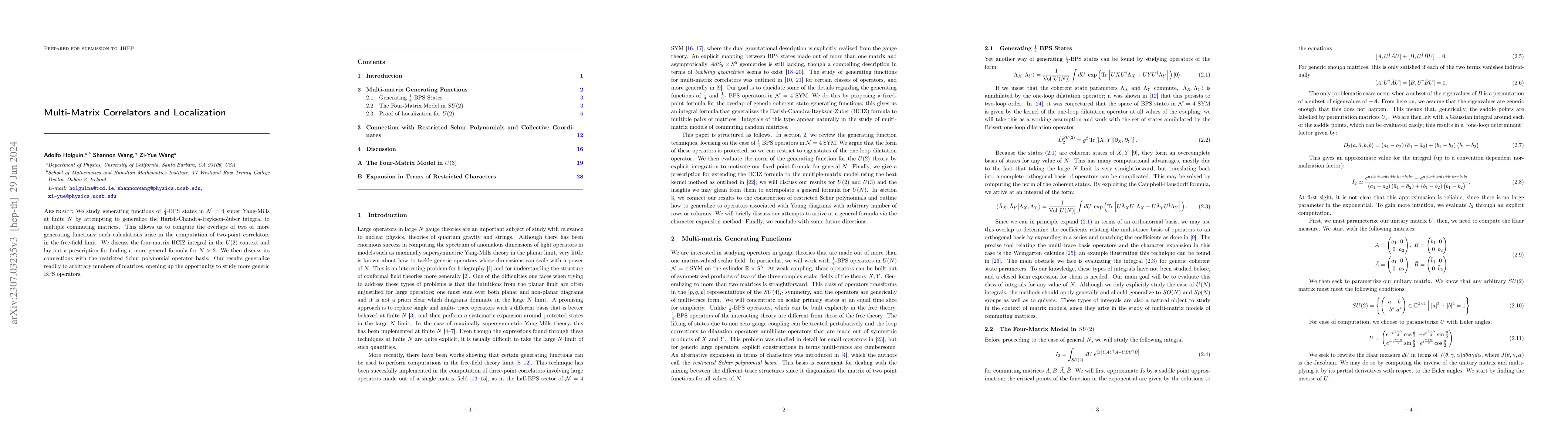 Thumbnail for Multi-matrix correlators and localization