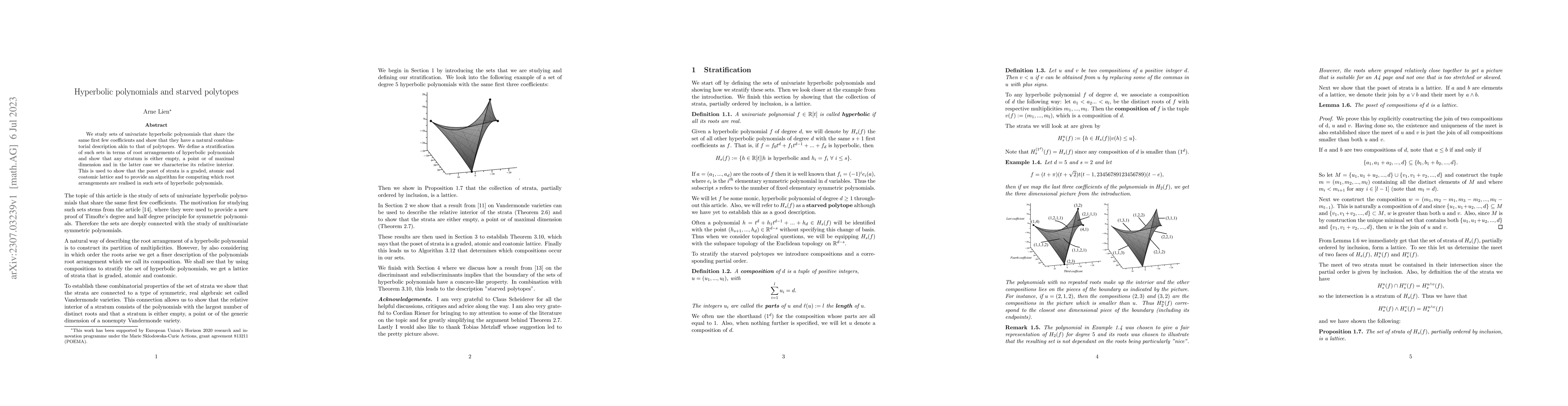 Thumbnail for Hyperbolic polynomials and starved polytopes