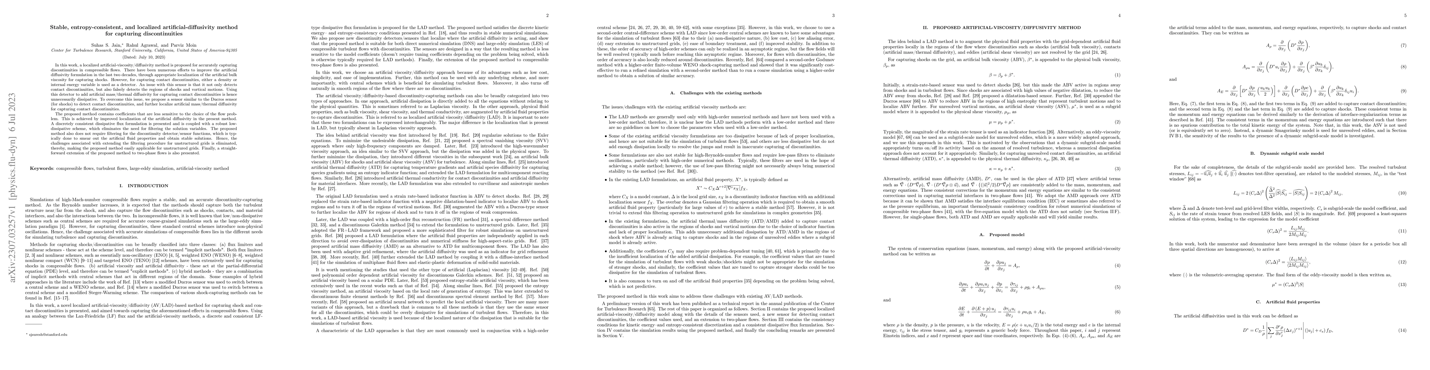 Thumbnail for Stable, entropy-consistent, and localized artificial-diffusivity method
  for capturing discontinuities