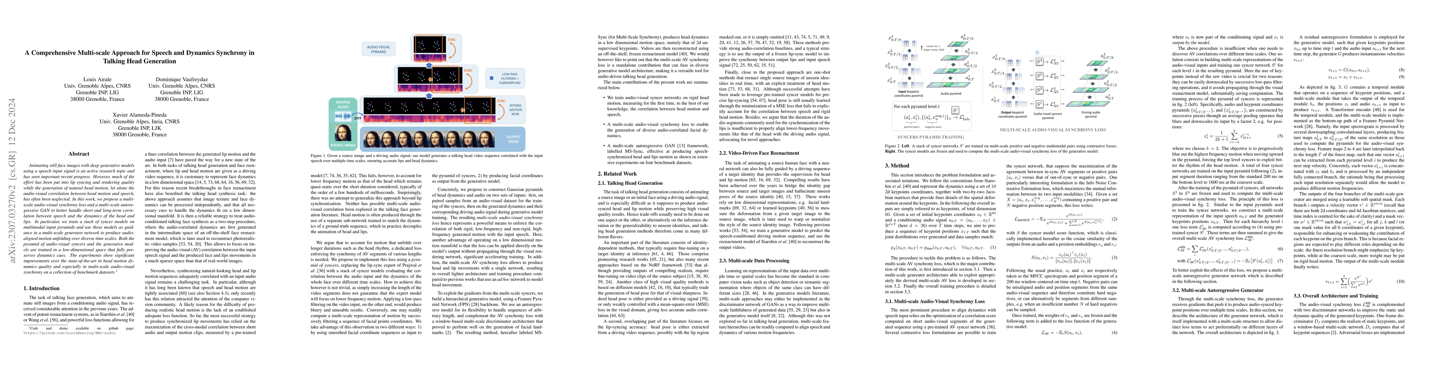 Thumbnail for A Comprehensive Multi-scale Approach for Speech and Dynamics Synchrony
  in Talking Head Generation