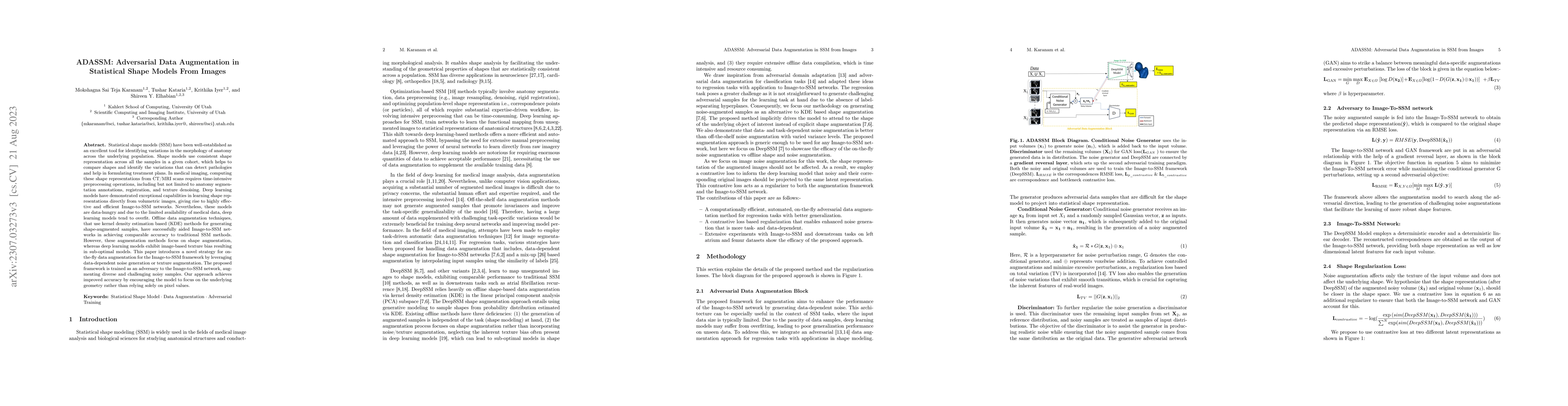 Thumbnail for ADASSM: Adversarial Data Augmentation in Statistical Shape Models From
  Images