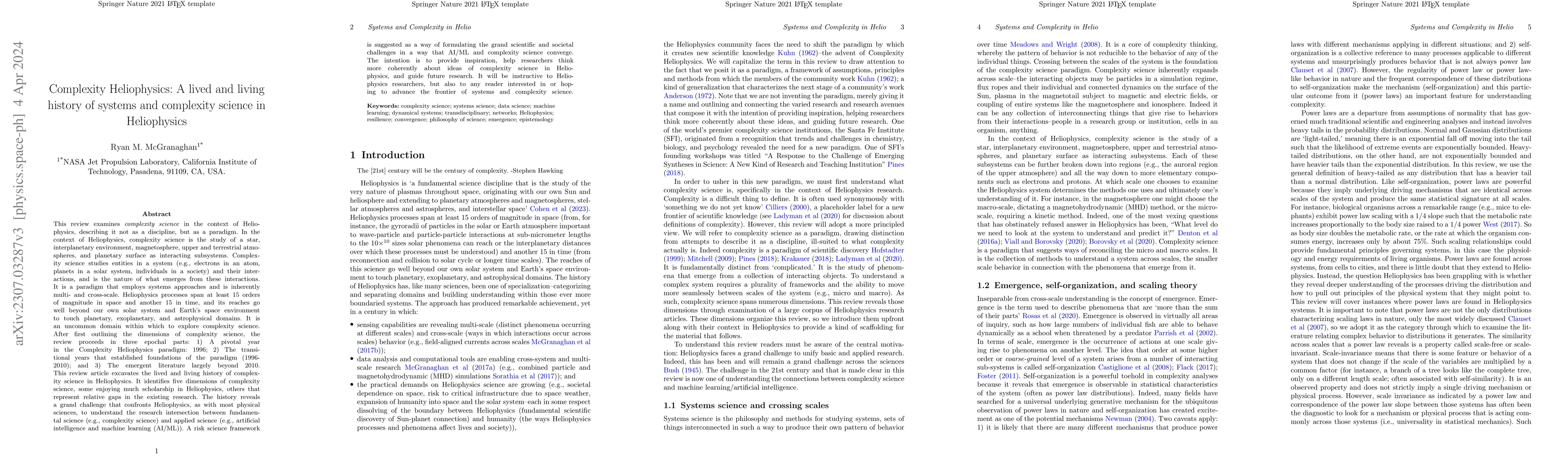 Thumbnail for Complexity Heliophysics: A lived and living history of systems and
  complexity science in Heliophysics