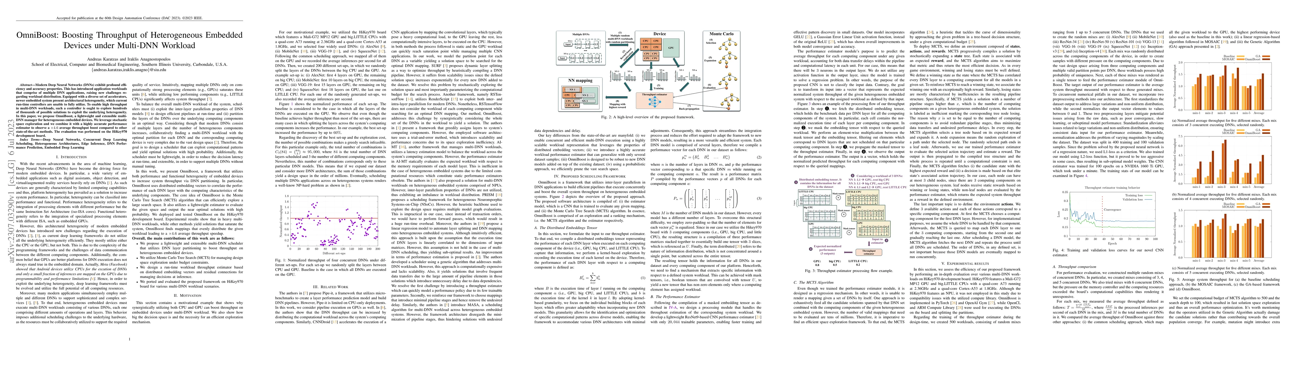 Thumbnail for OmniBoost: Boosting Throughput of Heterogeneous Embedded Devices under
  Multi-DNN Workload