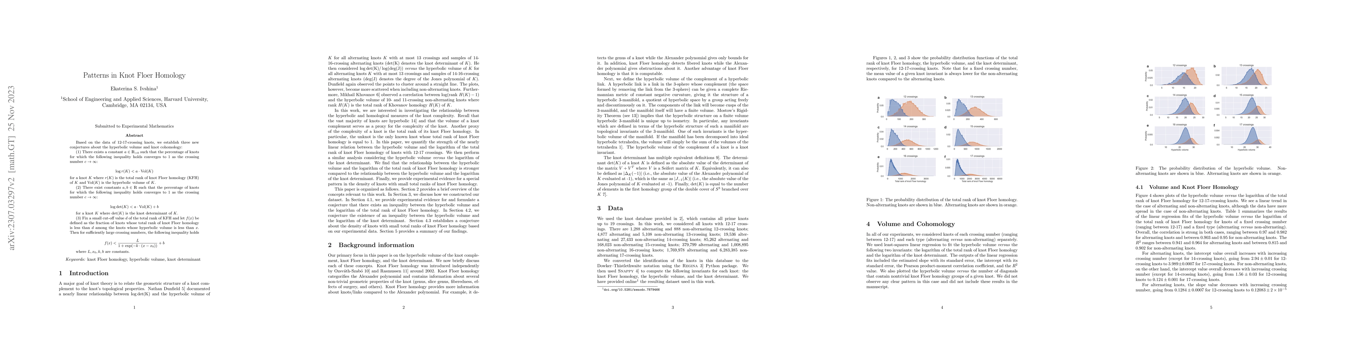 Thumbnail for Patterns in Knot Floer Homology