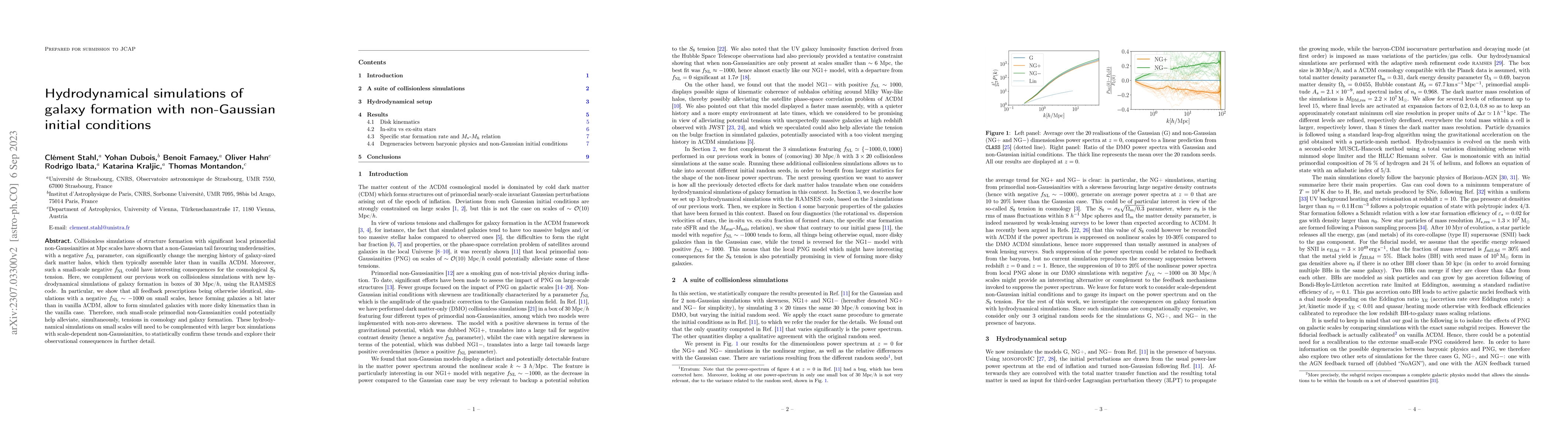 Thumbnail for Hydrodynamical simulations of galaxy formation with non-Gaussian initial
  conditions