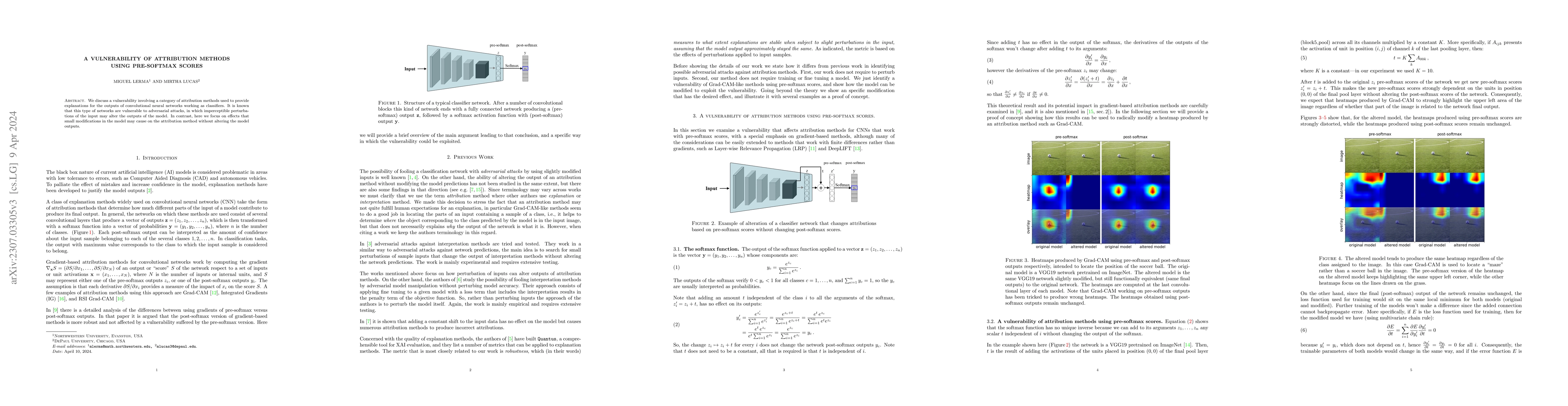 Thumbnail for A Vulnerability of Attribution Methods Using Pre-Softmax Scores
