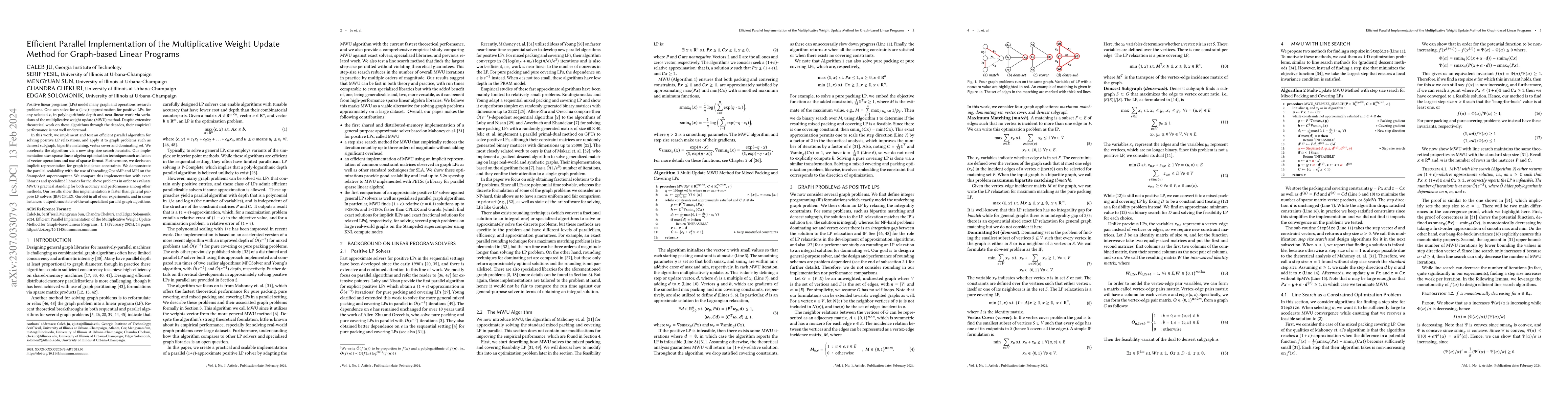 Thumbnail for Efficient parallel implementation of the multiplicative weight update
  method for graph-based linear programs