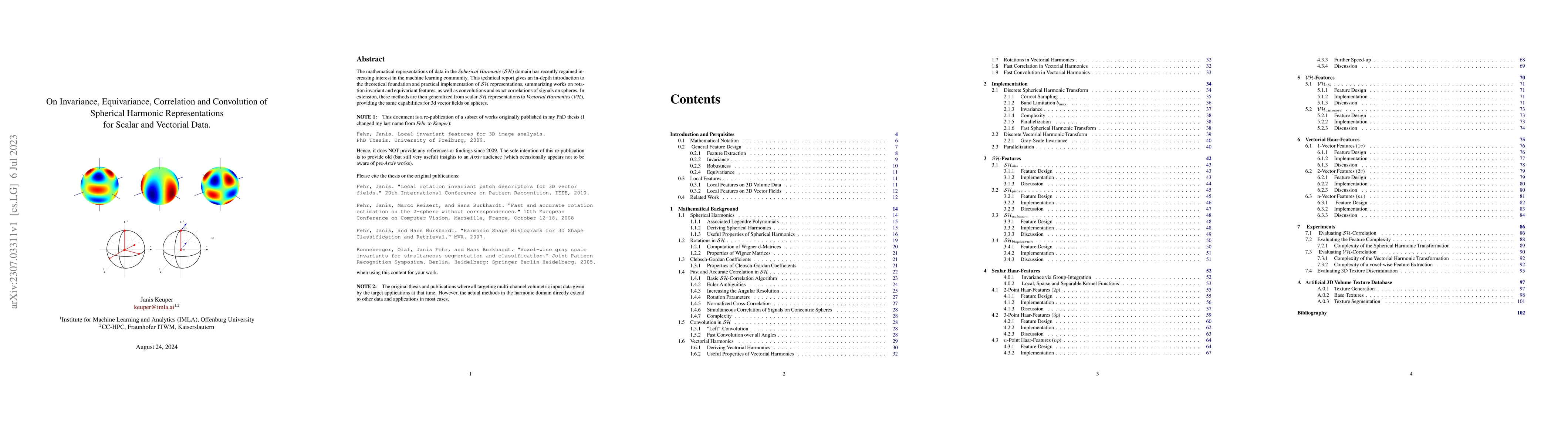 Thumbnail for On Invariance, Equivariance, Correlation and Convolution of Spherical
  Harmonic Representations for Scalar and Vectorial Data