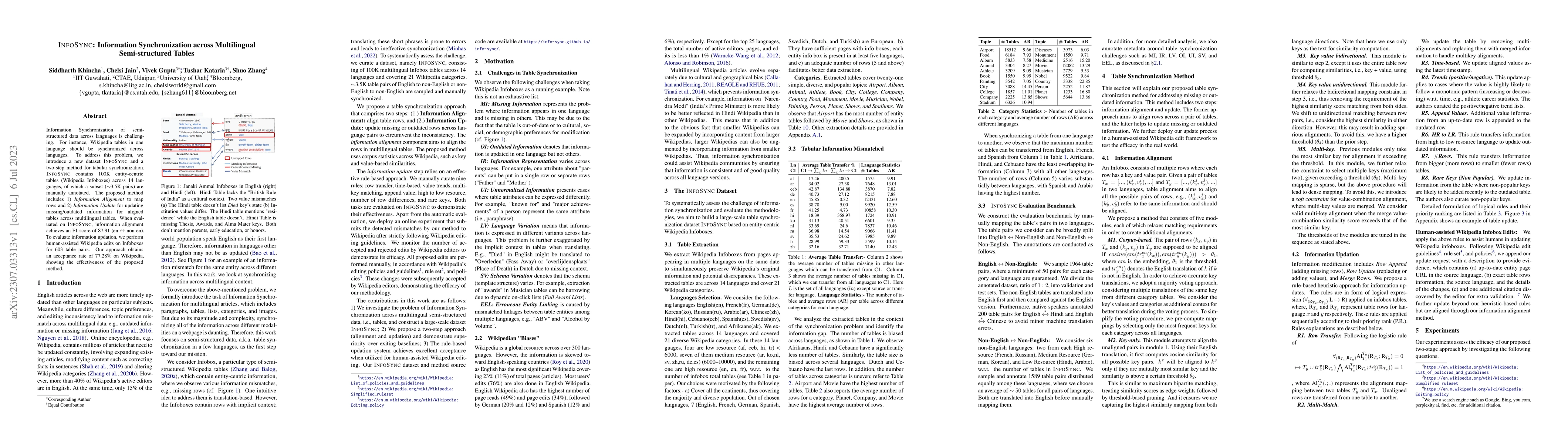 Thumbnail for InfoSync: Information Synchronization across Multilingual
  Semi-structured Tables