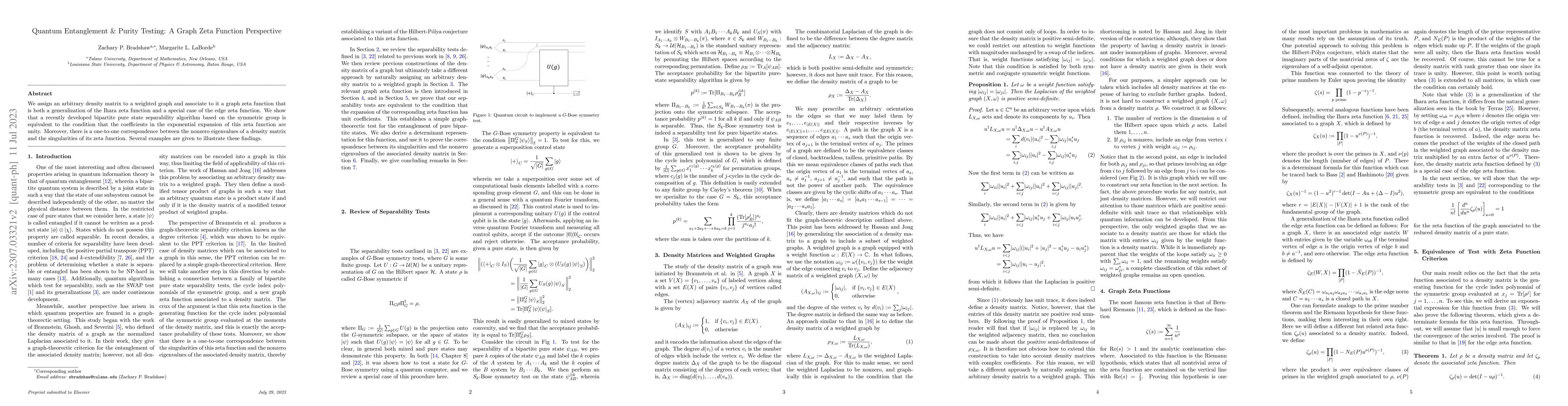 Thumbnail for Quantum Entanglement & Purity Testing: A Graph Zeta Function Perspective