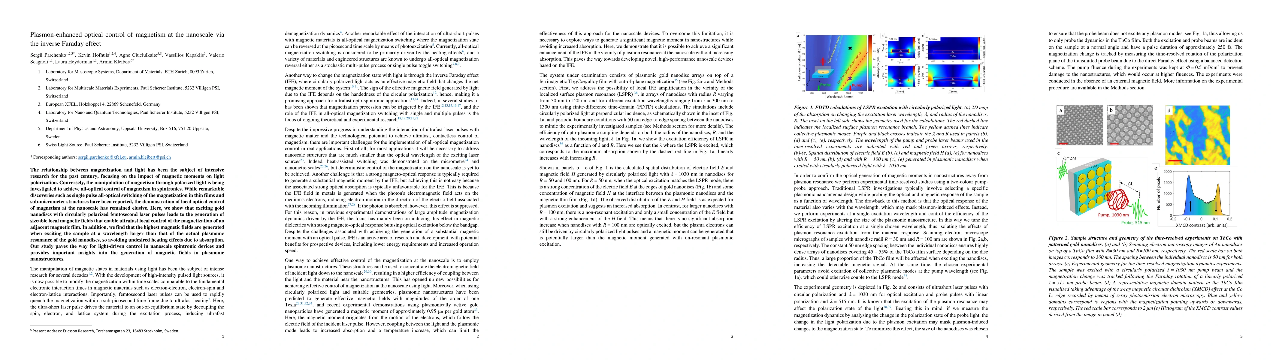 Thumbnail for Plasmon-enhanced optical control of magnetism at the nanoscale via the
  inverse Faraday effect