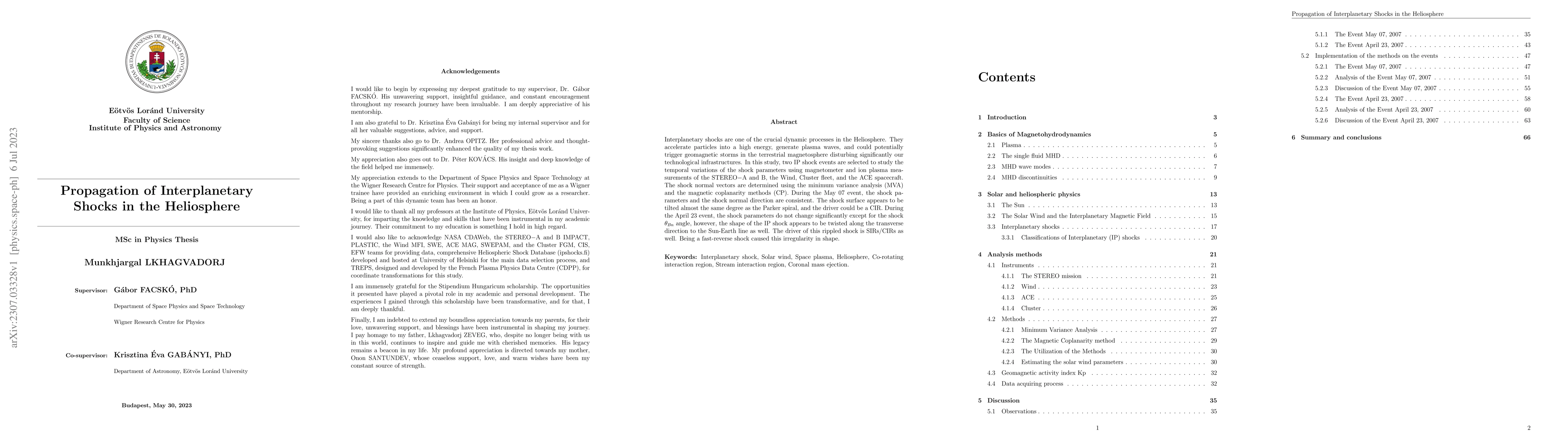 Thumbnail for Propagation of Interplanetary Shocks in the Heliosphere
